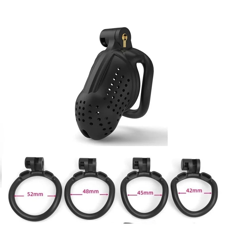 Male Lightweight Small Chastity Cage Device 4 Cock Rings Set Mini Penis Cage Ball Lock Training Belt Slave Sex Toy For Man