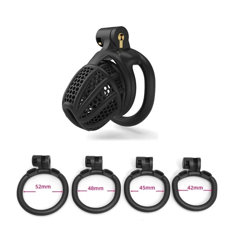 Male Lightweight Small Chastity Cage Device 4 Cock Rings Set Mini Penis Cage Ball Lock Training Belt Slave Sex Toy For Man