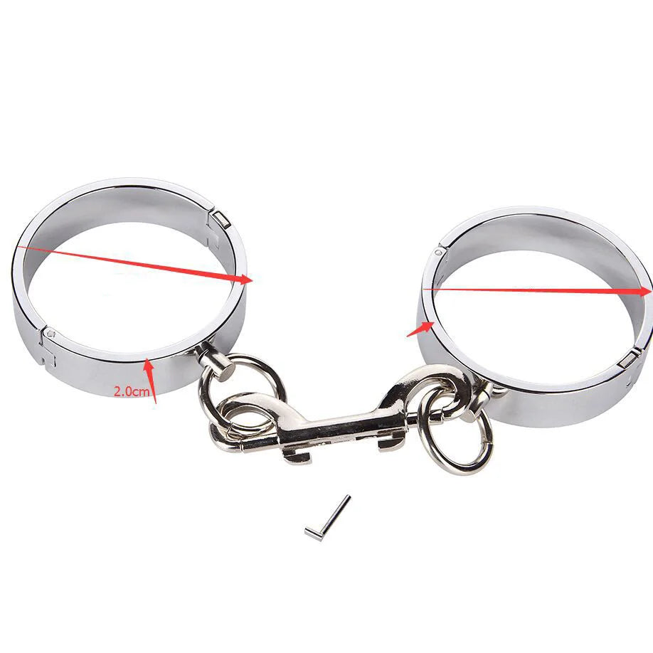 Male Metal Handcuffs Wrist Cuffs Cosplay Shackles Slave Restraint BDSM Bondage with Bridge Hooks Adult Games Sex Toy for Men