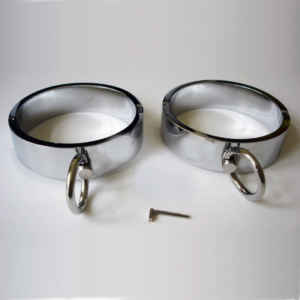 Male Metal Handcuffs Wrist Cuffs Cosplay Shackles Slave Restraint BDSM Bondage with Bridge Hooks Adult Games Sex Toy for Men