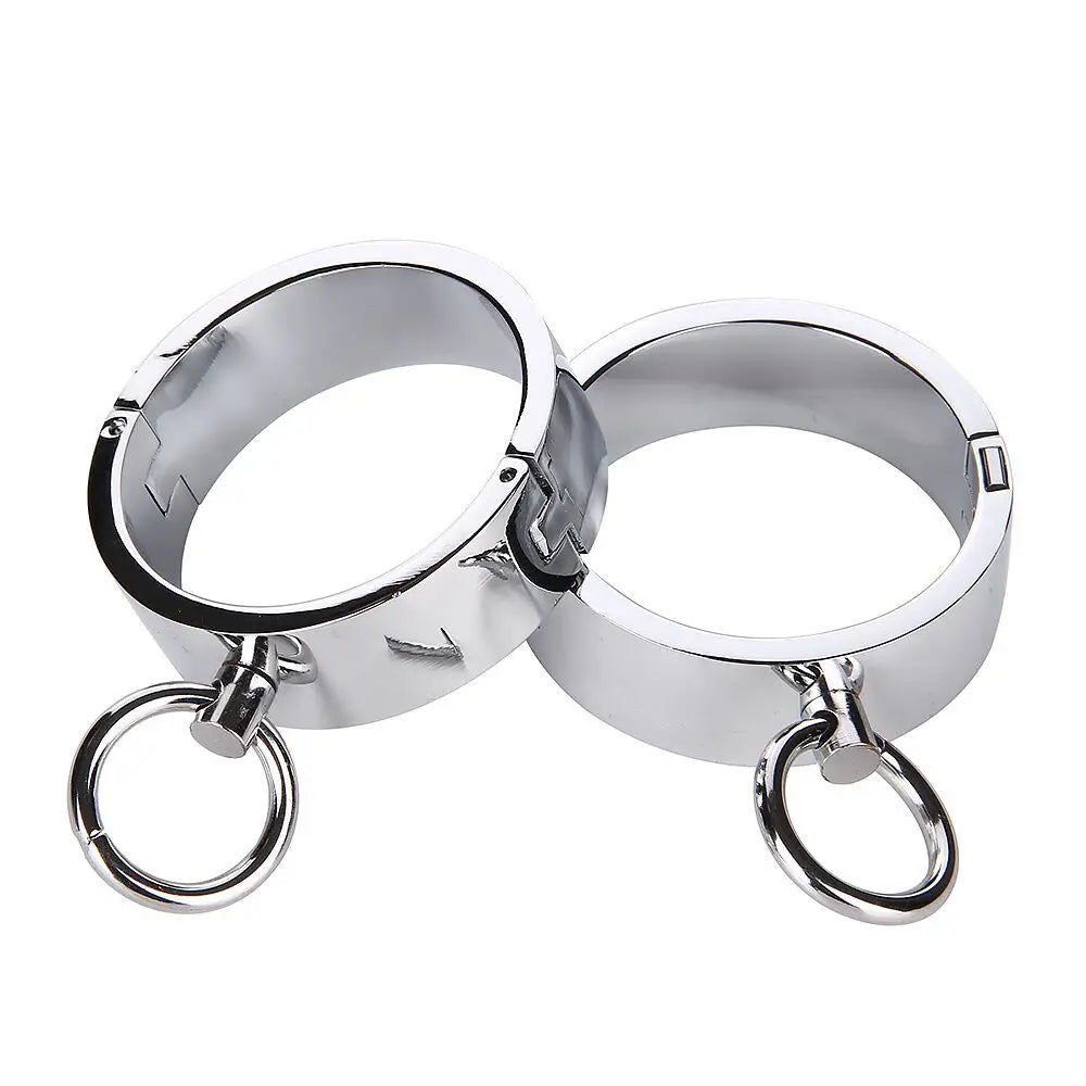 Male Metal Handcuffs Wrist Cuffs Cosplay Shackles Slave Restraint BDSM Bondage with Bridge Hooks Adult Games Sex Toy for Men