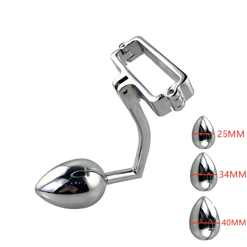 Male Metal ball stretcher scrotum anal beads butt hook penis lock bondage ring fetish pendant weight BDSM sex toy for man