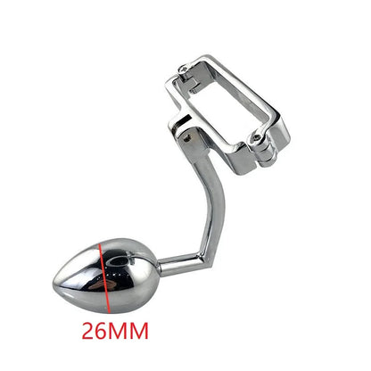 Male Metal ball stretcher scrotum anal beads butt hook penis lock bondage ring fetish pendant weight BDSM sex toy for man