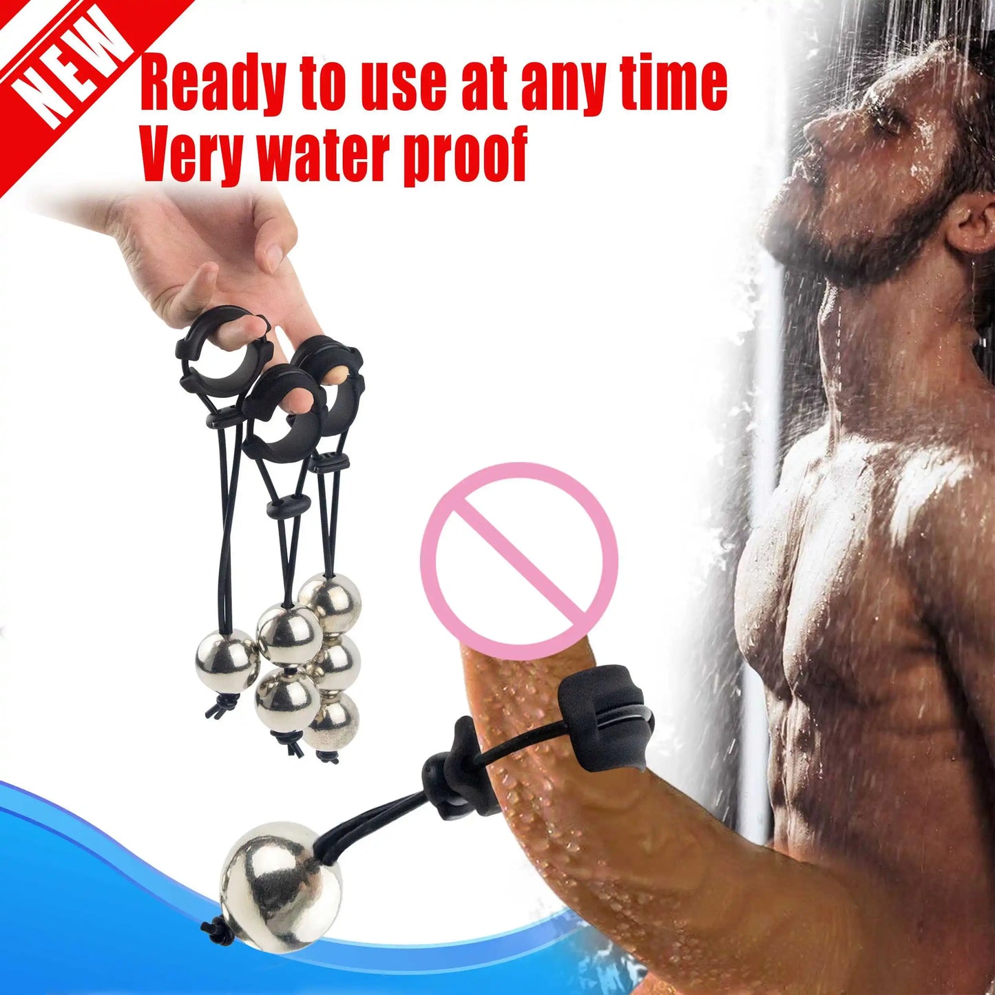 Male Penis Ring Exercise Device Weight Sex Masturbator Stimulate Enlargement Stretcher Ball Semen Lock Adult SexToys for Men 18+