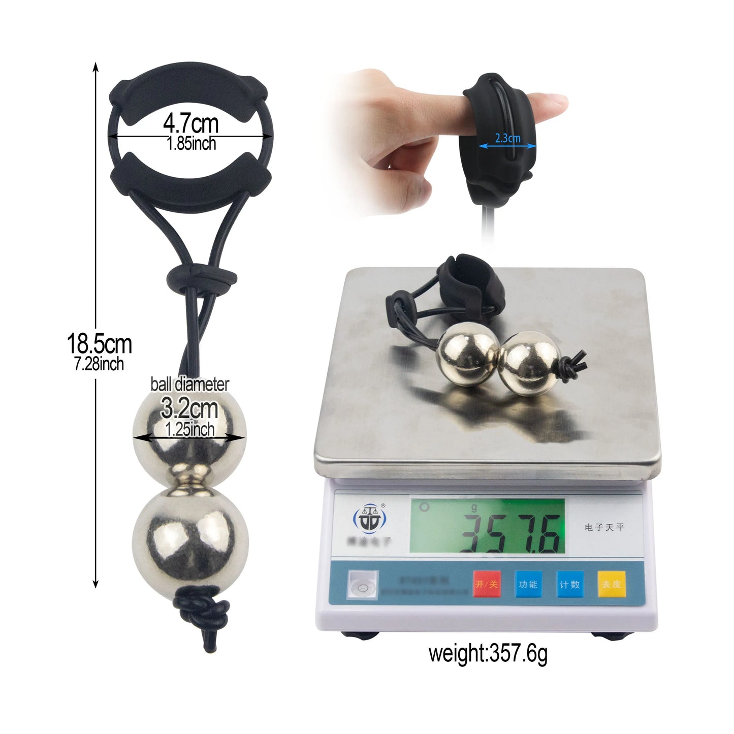 Male Penis Ring Exercise Device Weight Sex Masturbator Stimulate Enlargement Stretcher Ball Semen Lock Adult SexToys for Men 18+