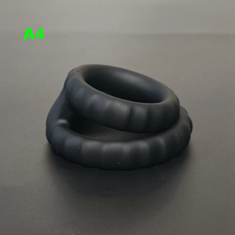 Male Penis Sleeve Dual Cock Rings Delay Ejaculation Nozzle Penis Rings Enlargement Reusable Cockring Sex Toys for Men Adults