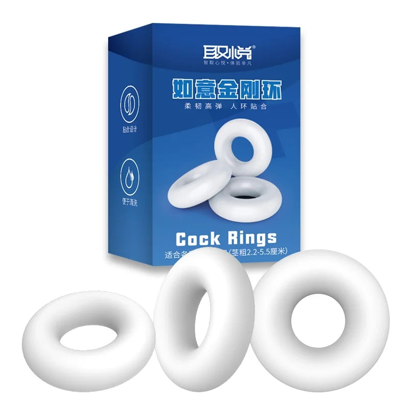 Male Penis Sleeve Dual Cock Rings Delay Ejaculation Nozzle Penis Rings Enlargement Reusable Cockring Sex Toys for Men Adults