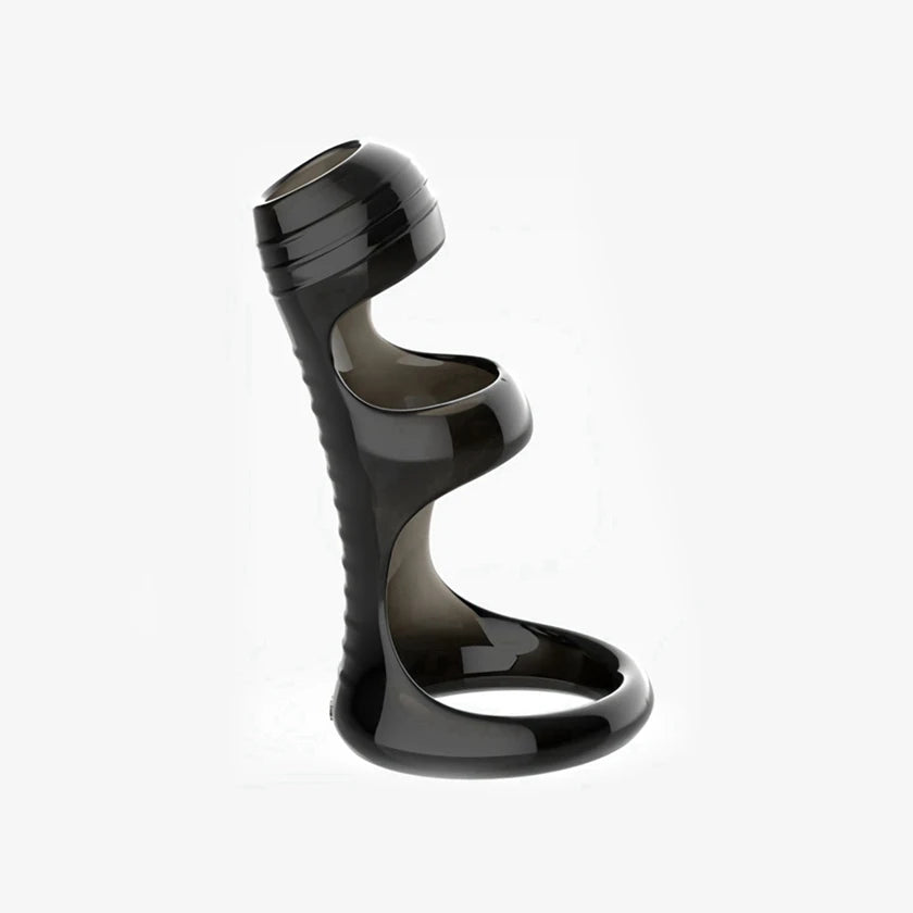 Male Penis Sleeve Dual Cock Rings Delay Ejaculation Nozzle Penis Rings Enlargement Reusable Cockring Sex Toys for Men Adults