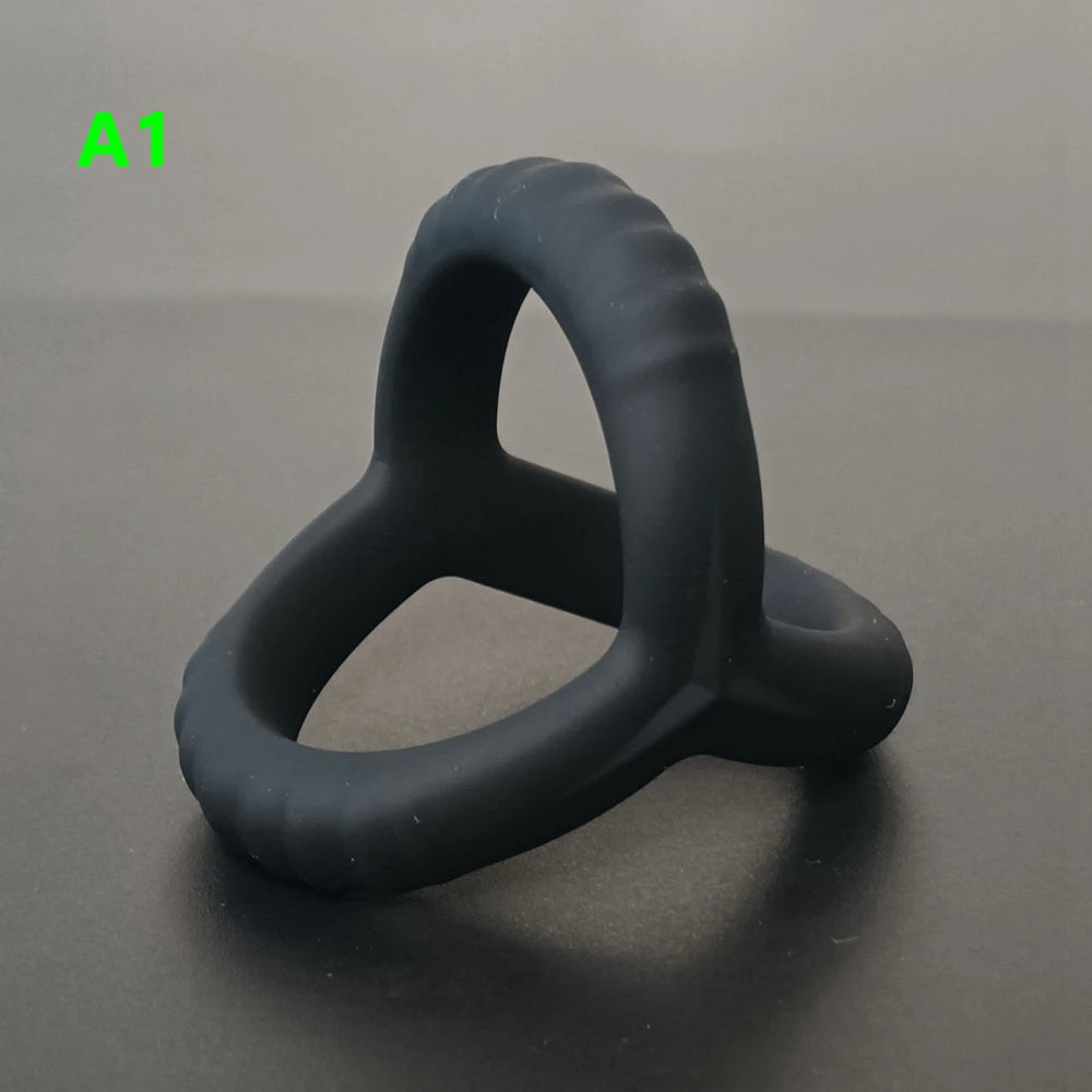 Male Penis Sleeve Dual Cock Rings Delay Ejaculation Nozzle Penis Rings Enlargement Reusable Cockring Sex Toys for Men Adults