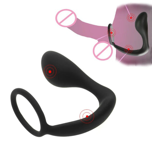 Male Prostate Anal Plug Silicone Waterproof Massager Stimulator Delay Ejaculation Cock Ring Sex Shp Toys for Couple Women Men