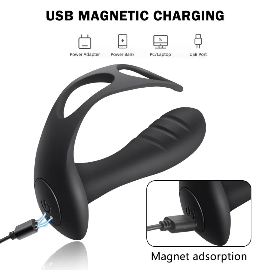 Male Prostate Massage Vibrator Anal Plug Wireless Control Wear Silicone Stimulate Massager Delay Ejaculation Ring Toy for Men
