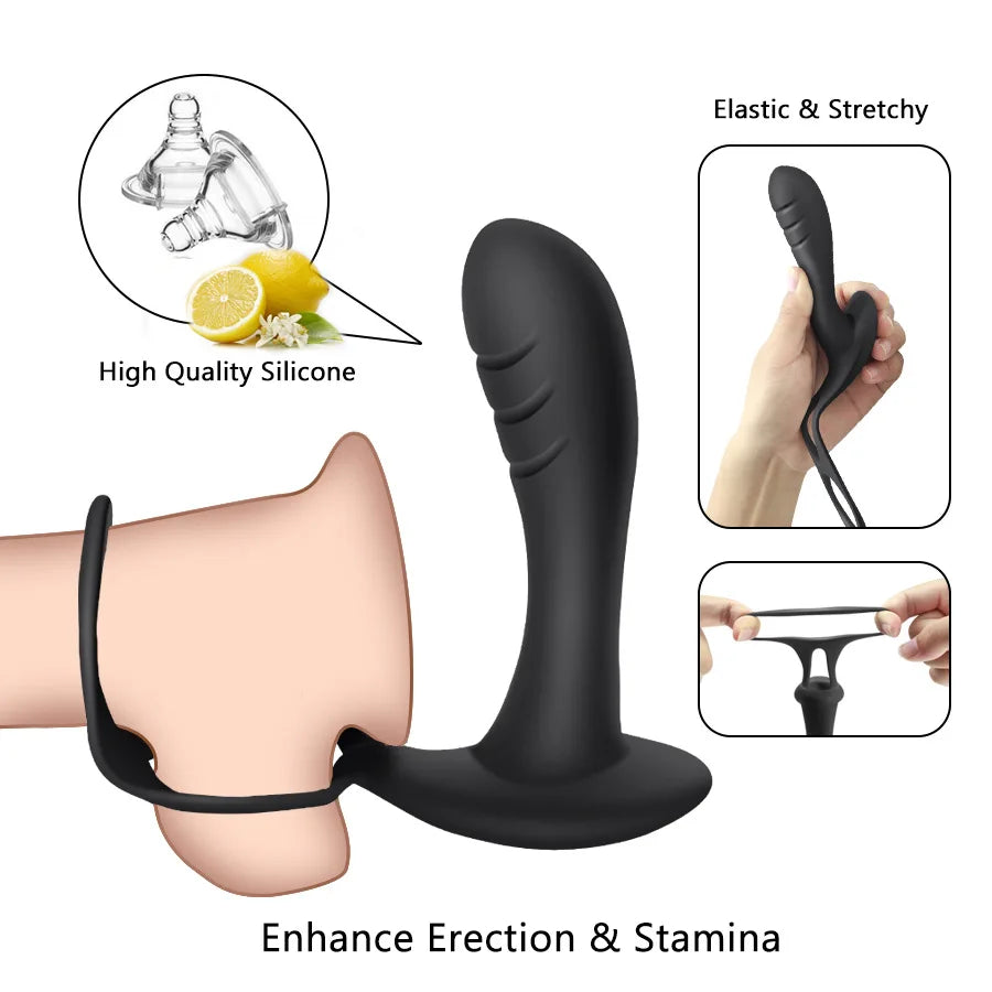Male Prostate Massage Vibrator Anal Plug Wireless Control Wear Silicone Stimulate Massager Delay Ejaculation Ring Toy for Men
