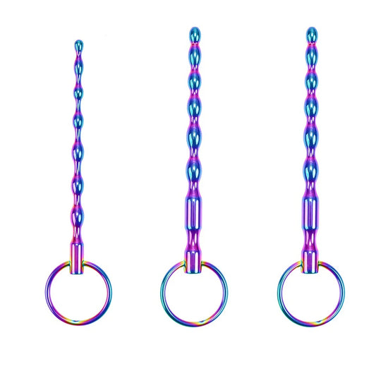 Male Rainbow Stainless Steel Penis Plug Set Man Urethral Catheter Dilator Metal Penis Plug Set Stick Insert Sex Toy