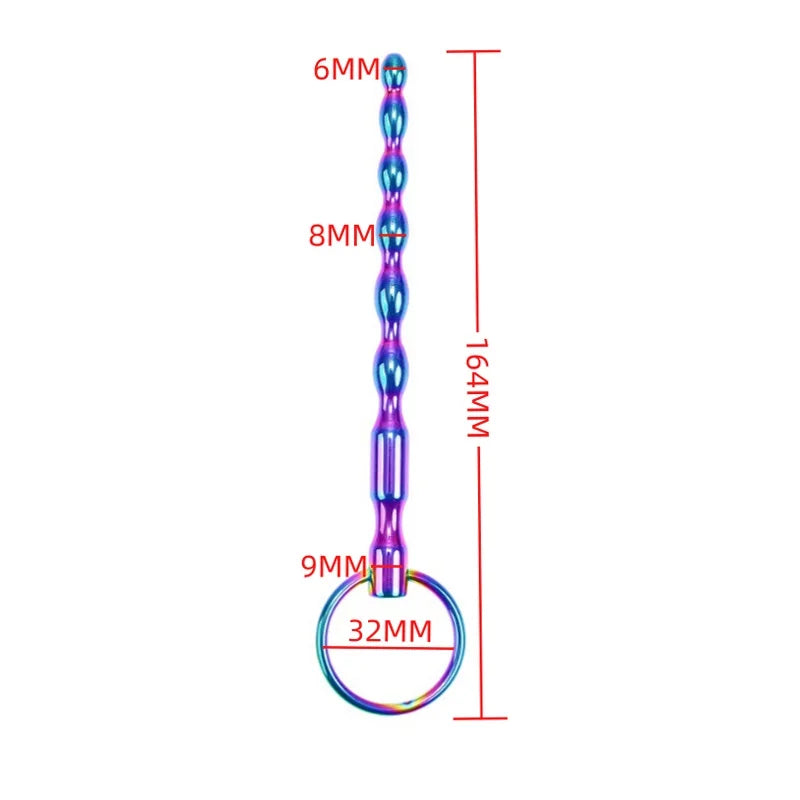 Male Rainbow Stainless Steel Penis Plug Set Man Urethral Catheter Dilator Metal Penis Plug Set Stick Insert Sex Toy