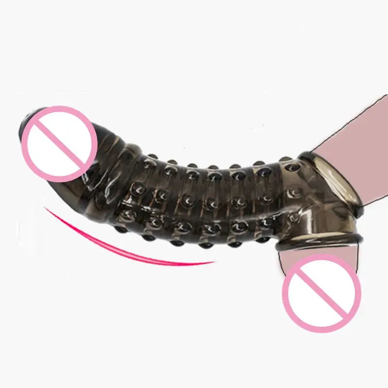 Male Reusable Penis Sleeve Testis Bondage Cock Extender Penis Ring Condoms With Scrotum Rings Penis Erection Erotic Toys For Men
