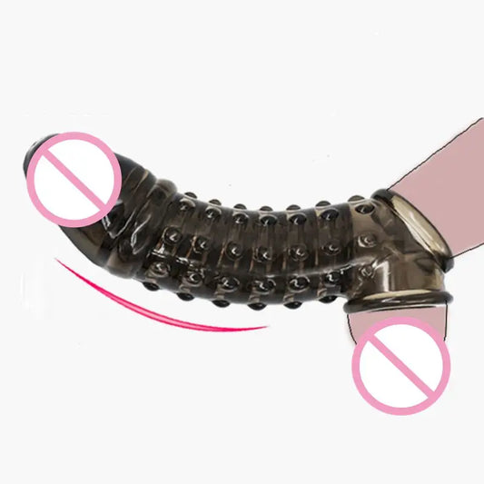 Male Reusable Penis Sleeve Testis Bondage Cock Extender Penis Ring Condoms With Scrotum Rings Penis Erection Erotic Toys For Men