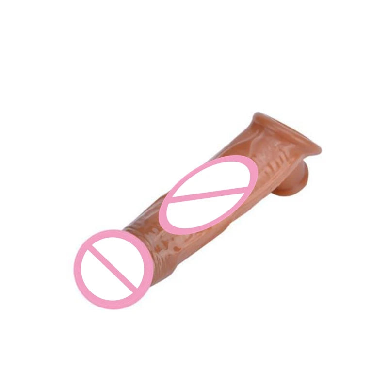 Male Reusable Penis Sleeve Testis Bondage Cock Extender Penis Ring Condoms With Scrotum Rings Penis Erection Erotic Toys For Men
