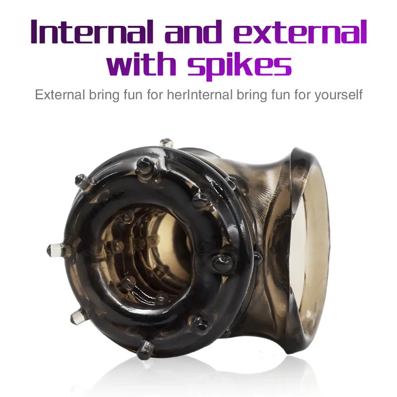 Male Reusable Penis Sleeve Testis Bondage Cock Extender Penis Ring Condoms With Scrotum Rings Penis Erection Erotic Toys For Men