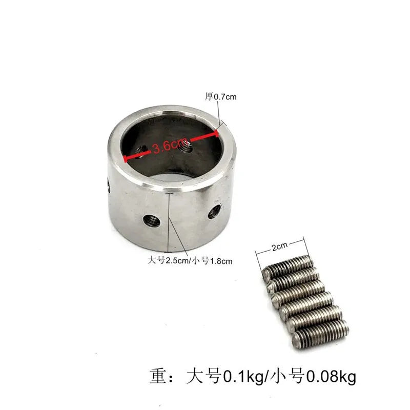 Male Scrotum Squeeze Ball Stretcher Weight Testicle Chastity Device Cage Metal Scrotum Penis Ring Crusher Extrusion Device