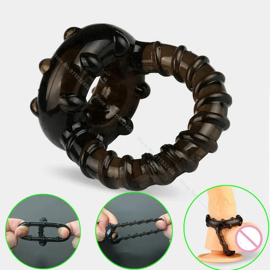 Male Semen Lock Ring Soft Time Delay Erection Dual Cock Ring Friction Massager Stimulation Couple Lover Sex Toys For Men