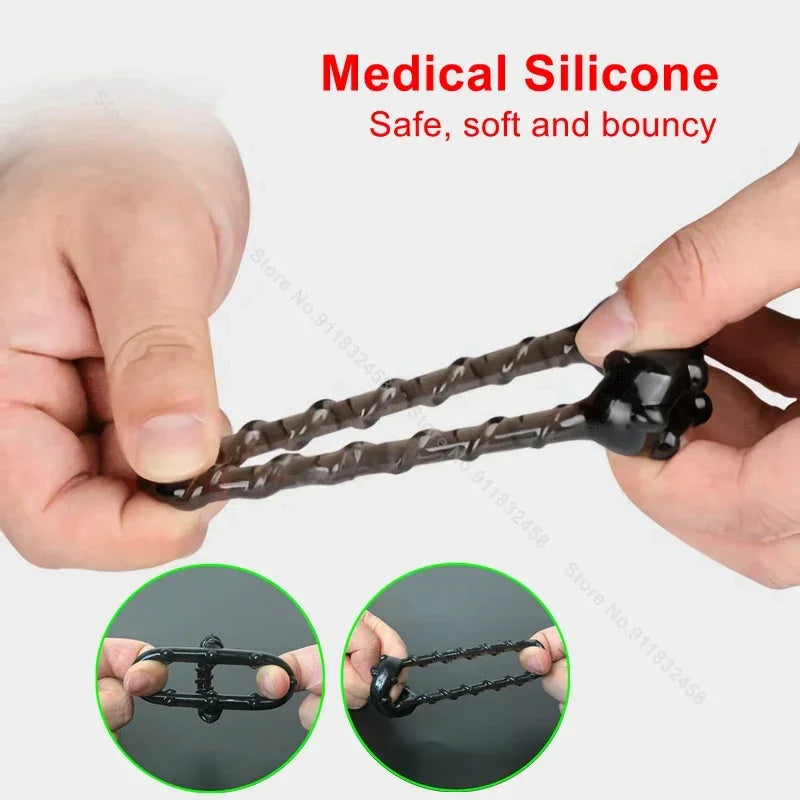 Male Semen Lock Ring Soft Time Delay Erection Dual Cock Ring Friction Massager Stimulation Couple Lover Sex Toys For Men
