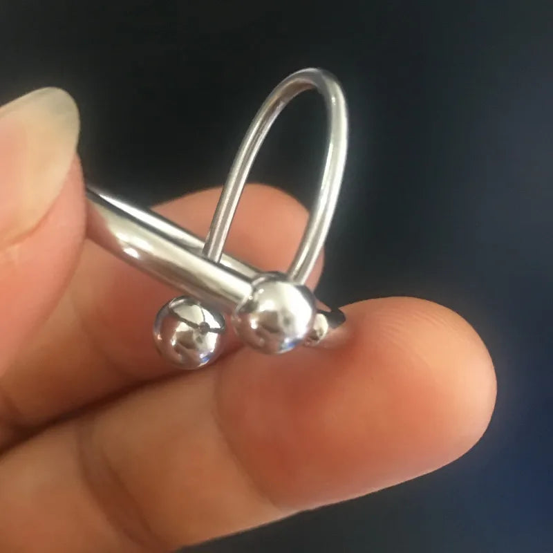 Male Sex Delay Glans Ring Metal Bead Penis Rings Stimulator Irritation Urethral Dilators Cock Ring Penis Plug Sex Toy for Men 18