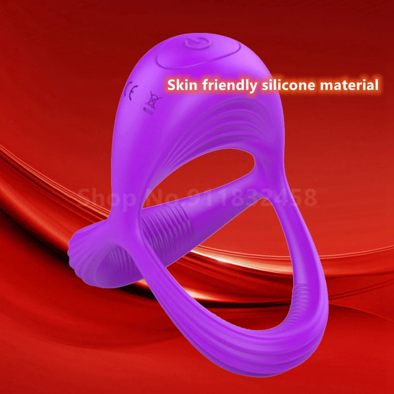 Male Silicone Penis Ring 3 in 1 Ultra Soft Cock Ring 1 Vibration for Erection Enhancing Time Delay Ejaculation Sex Toys for Men