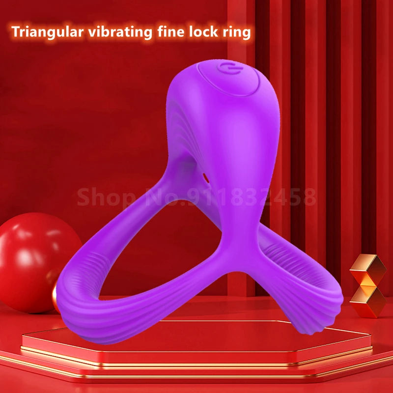 Male Silicone Penis Ring 3 in 1 Ultra Soft Cock Ring 1 Vibration for Erection Enhancing Time Delay Ejaculation Sex Toys for Men
