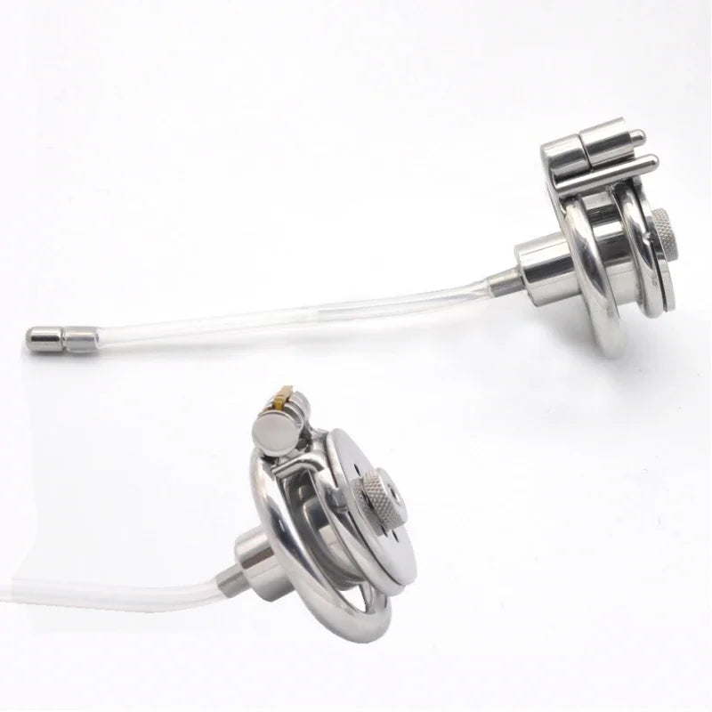 Male Small Metal Negative Pressure Chastity Cage Penis Chastity Device Removable with Silicone Catheter Erotic Sex Toys 18 정조대