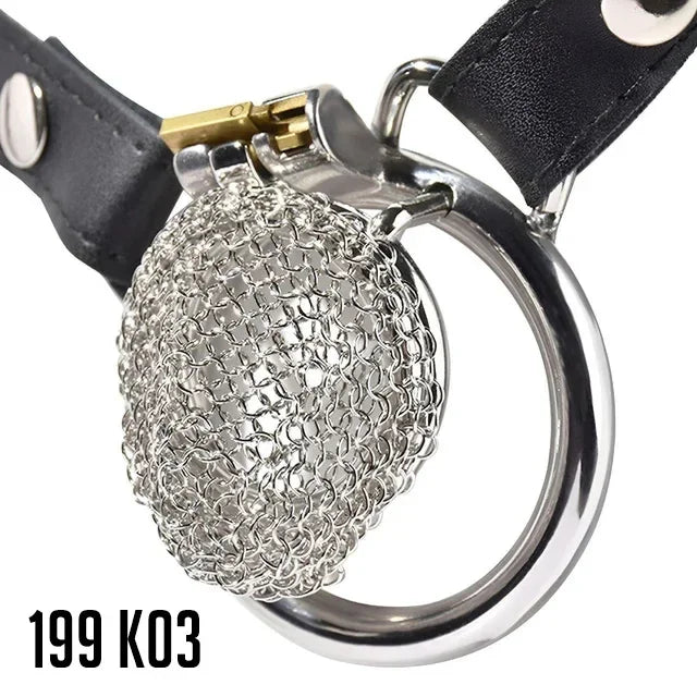 Male Stainless Mesh Chastity Cage Penis Lock Cock Ring Erection Denial Anti-Escape Control BDSM Cage Erotic Sex Toy For Men Gay