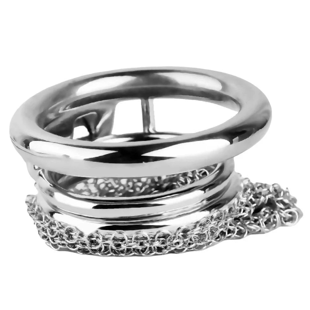 Male Stainless Mesh Chastity Cage Penis Lock Cock Ring Erection Denial Anti-Escape Control BDSM Cage Erotic Sex Toy For Men Gay
