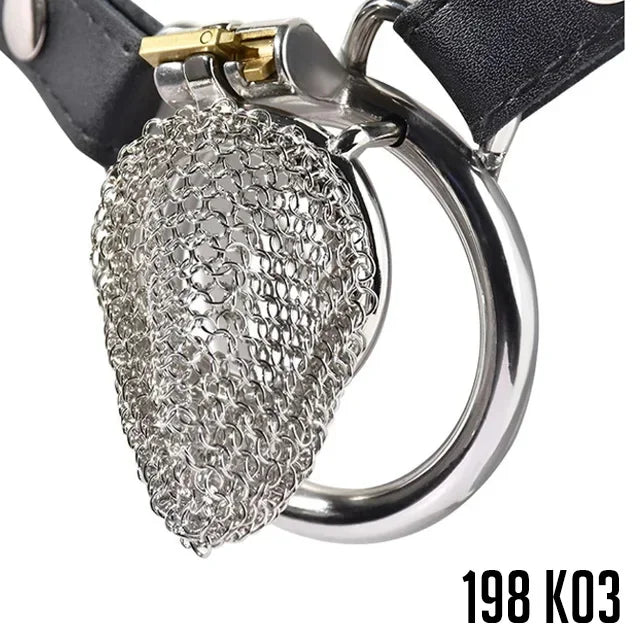 Male Stainless Mesh Chastity Cage Penis Lock Cock Ring Erection Denial Anti-Escape Control BDSM Cage Erotic Sex Toy For Men Gay