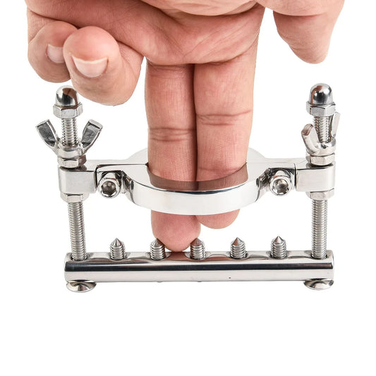 Male Stainless Steel Ball Stretcher Scrotum Metal Locking Hinged Penis Cock Ring Ball Crusher Weight Testicle CBT Sex Toy Man