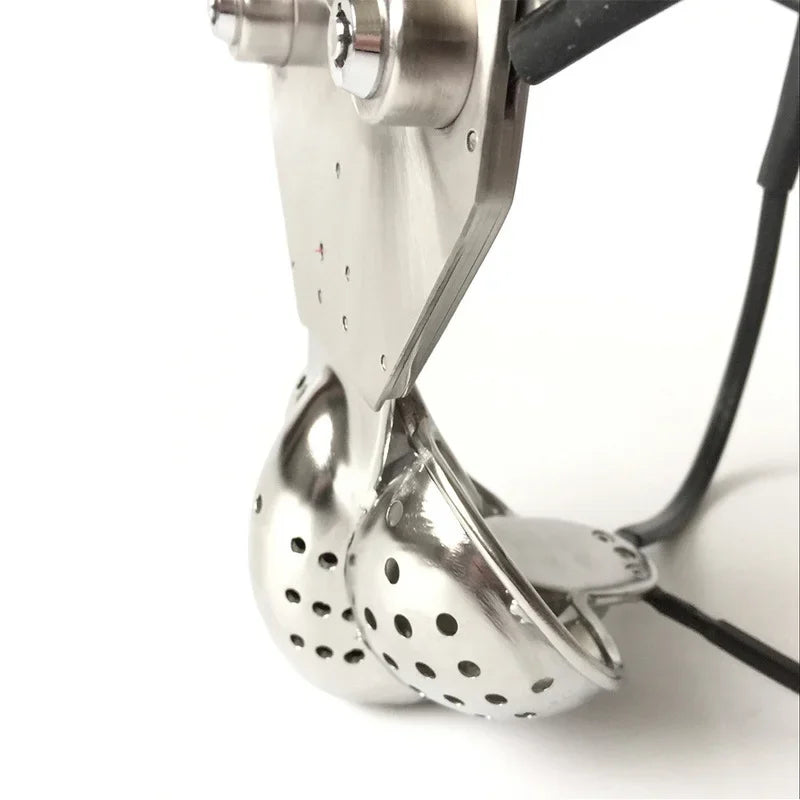Male Stainless Steel Chastity Belt Cock Cage EMCC Lock Adjustable Metal Chastity Belt BDSM Adult Products Sex Toy for Men