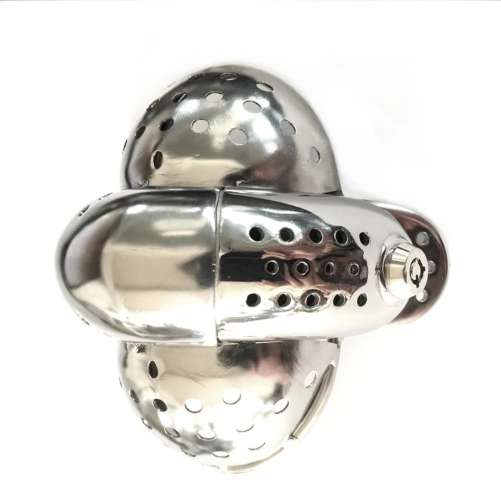 Male Stainless Steel Chastity Belt Cock Cage EMCC Lock Adjustable Metal Chastity Belt BDSM Adult Products Sex Toy for Men