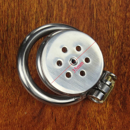 Male Stainless Steel Chastity Device Flat Round Hole Metal Chastity Lock Penis Cage with Lock Husband Loyalty Couple Sex Games