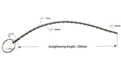 Male Stainless Steel Penis Beads Plug Sounding Dilator Leather Ring Ball Stretcher Bondage Penis Plug Insert Sounding Rods Toy