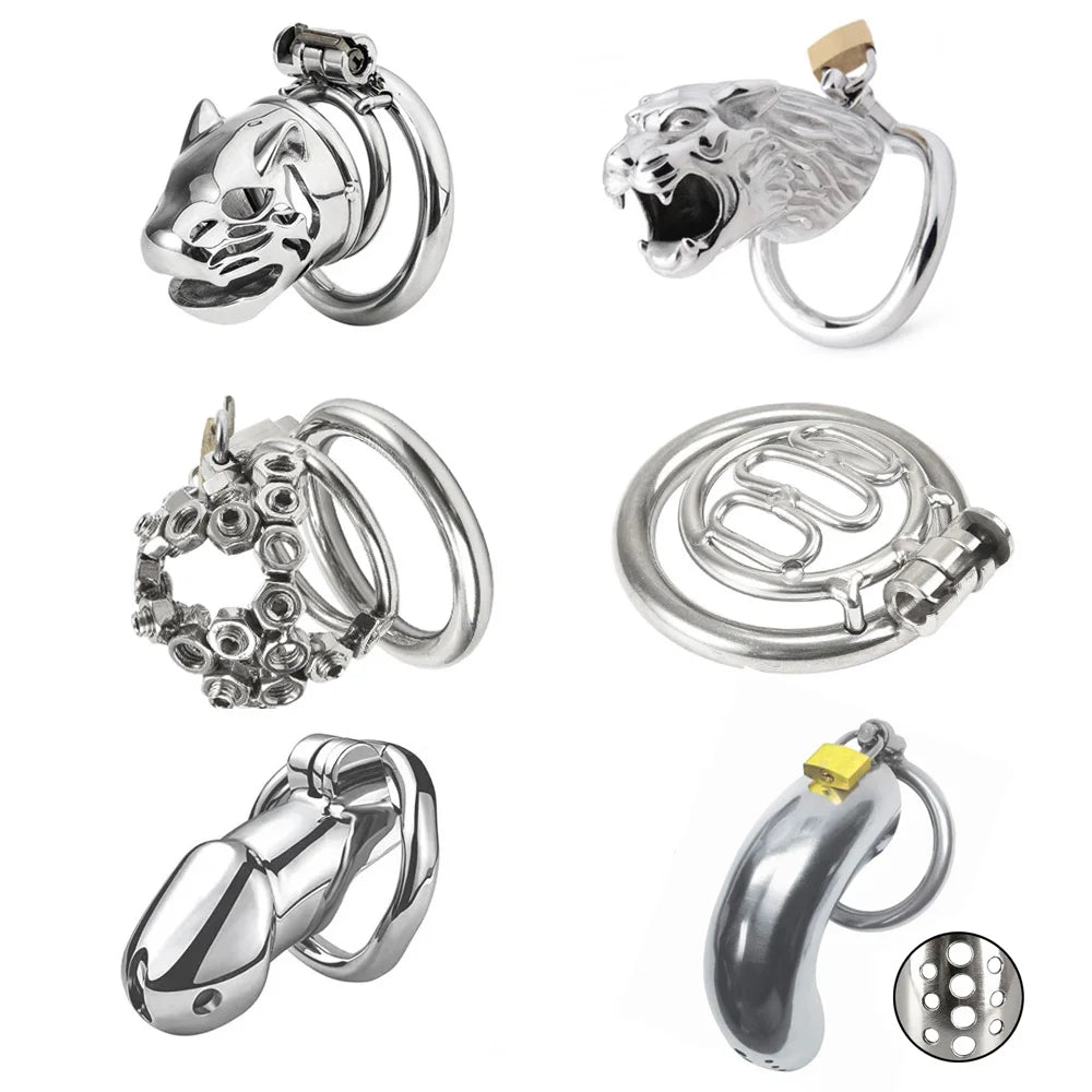 Male Stainless Steel Penis Chastity Cage Long Small Metal Penis Lock Chastity Cage Belt Slave Bondage Restraint Man Sex Toy