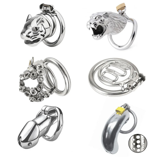 Male Stainless Steel Penis Chastity Cage Long Small Metal Penis Lock Chastity Cage Belt Slave Bondage Restraint Man Sex Toy