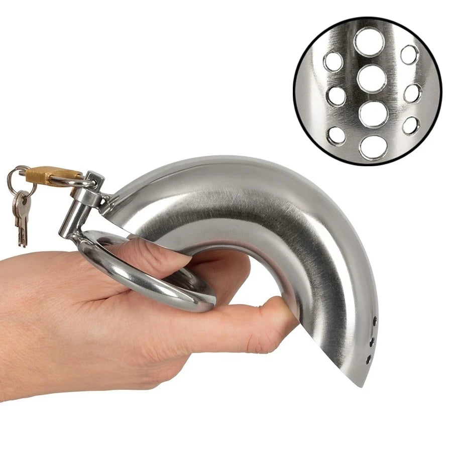 Male Stainless Steel Penis Chastity Cage Long Small Metal Penis Lock Chastity Cage Belt Slave Bondage Restraint Man Sex Toy