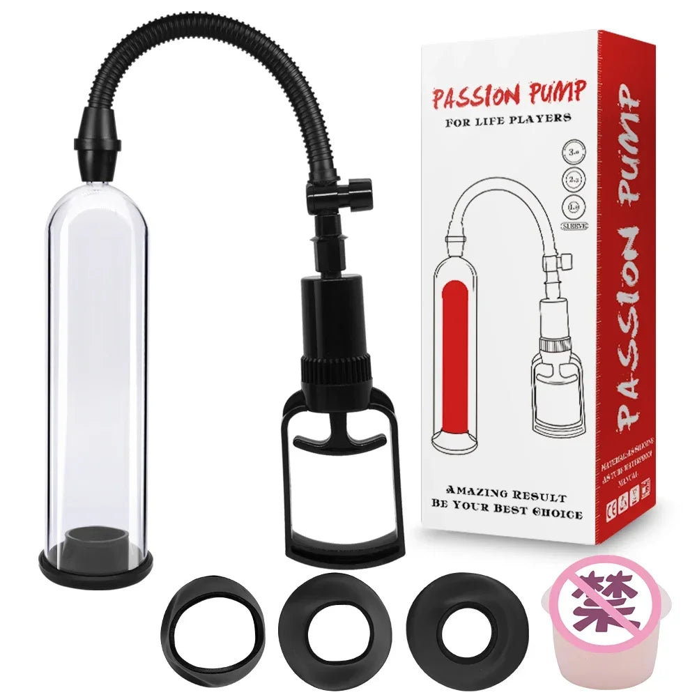 Male Vacuum Penis Pump Manual Penis Enlarger Enhancement Erection BDSM Bondage Big Dick Trainer Male Lasting Masturbator SexToys