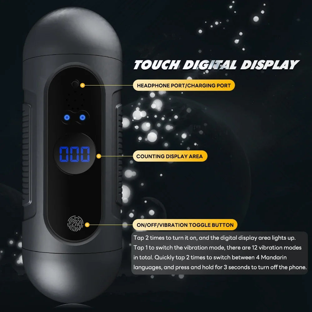 Male fully automatic retractable masturbator, with electric aircraft cup male masturbator at both ends. Male Masturbation Toys