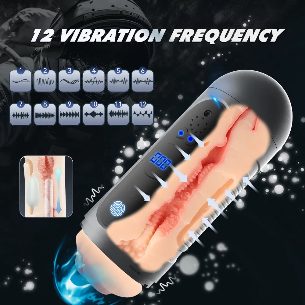 Male fully automatic retractable masturbator, with electric aircraft cup male masturbator at both ends. Male Masturbation Toys