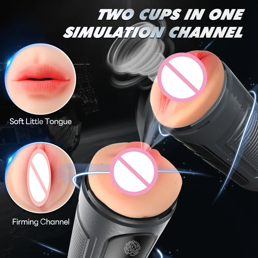 Male fully automatic retractable masturbator, with electric aircraft cup male masturbator at both ends. Male Masturbation Toys
