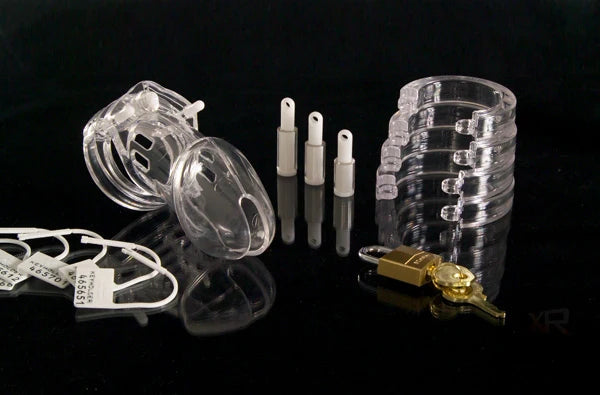 Male penis lock  plastic Chastity device bondage with 5 ring CB6000 cock cage Adult sex toys