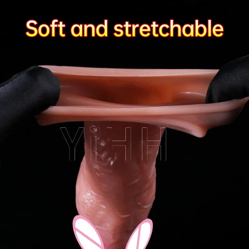 Male penis sleeve sex toys for men Dick Silicone Condom delay ejection cock sleeve extender enhancer sexual tools for adults