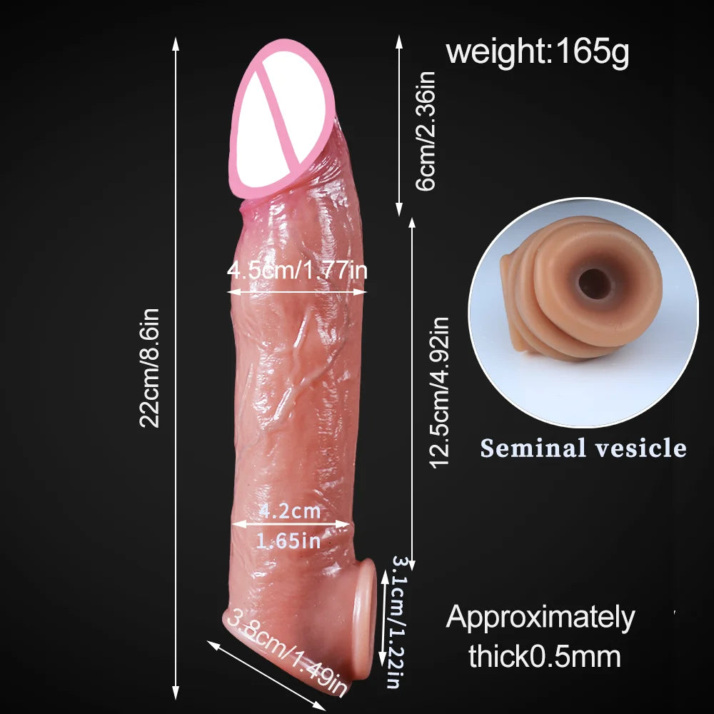 Male penis sleeve sex toys for men Dick Silicone Condom delay ejection cock sleeve extender enhancer sexual tools for adults
