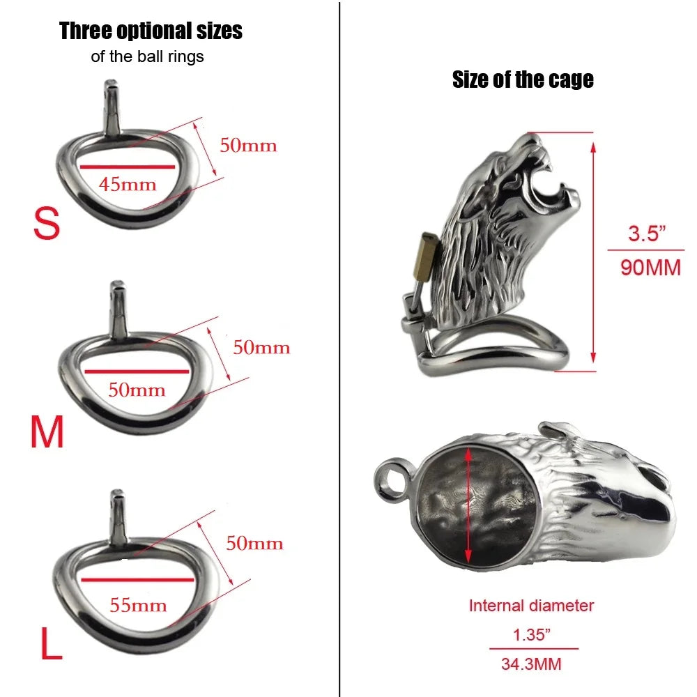 Male stainless steel long Chastity cage set metal cock ring ball stretcher penis lock bondage restraint sex toy man