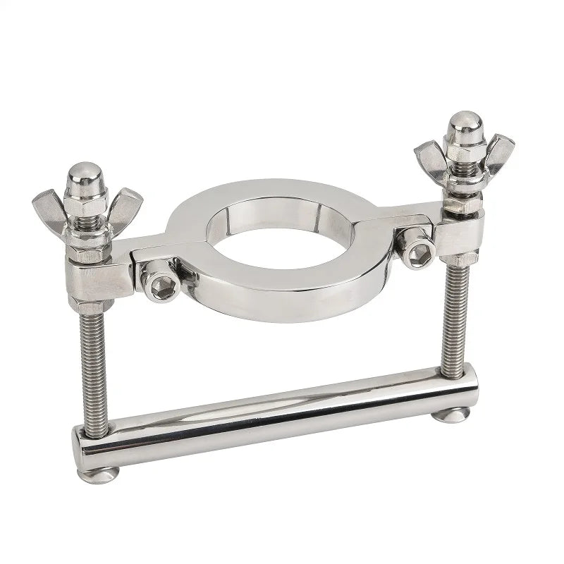 Man Stainless Steel Ball Stretcher Scrotum Metal Locking Hinged Penis Cock Ring Ball Crusher Weight Testicle Sex Toy For Male