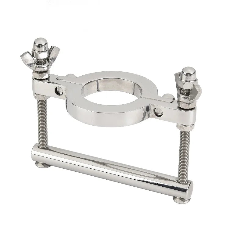 Man Stainless Steel Ball Stretcher Scrotum Metal Locking Hinged Penis Cock Ring Ball Crusher Weight Testicle Sex Toy For Male